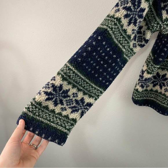 TapeMeasure Vintage Nordic Snowflake Button Up Sweater Cardigan Sz L Made in USA - Picture 2 of 7